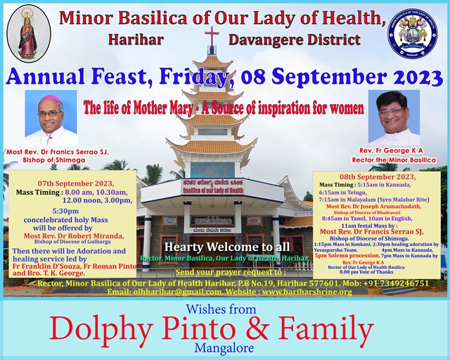 Best Wishes for Monti Fest from Dolphy Pinto and fly, Mangalore.